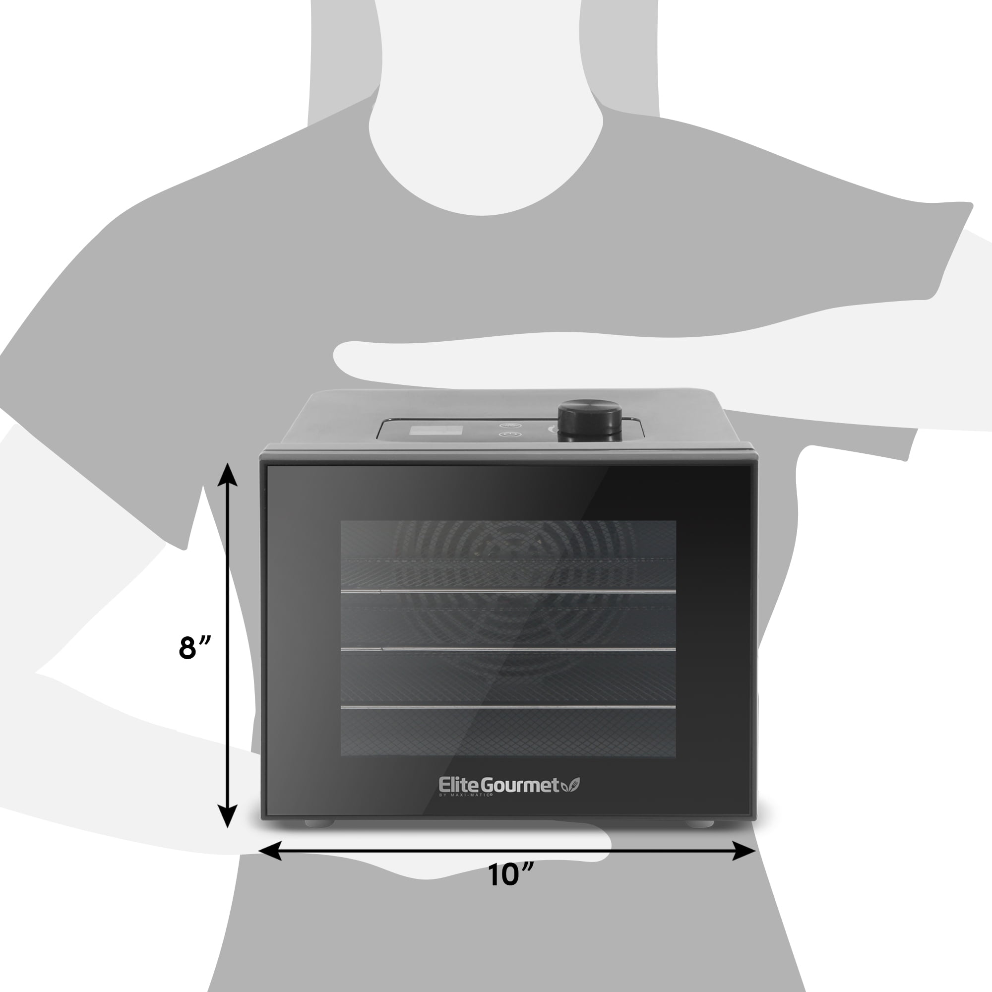 Elite Gourmet Digital Food Dehydrator with 4 Stainless Steel Trays, Black
