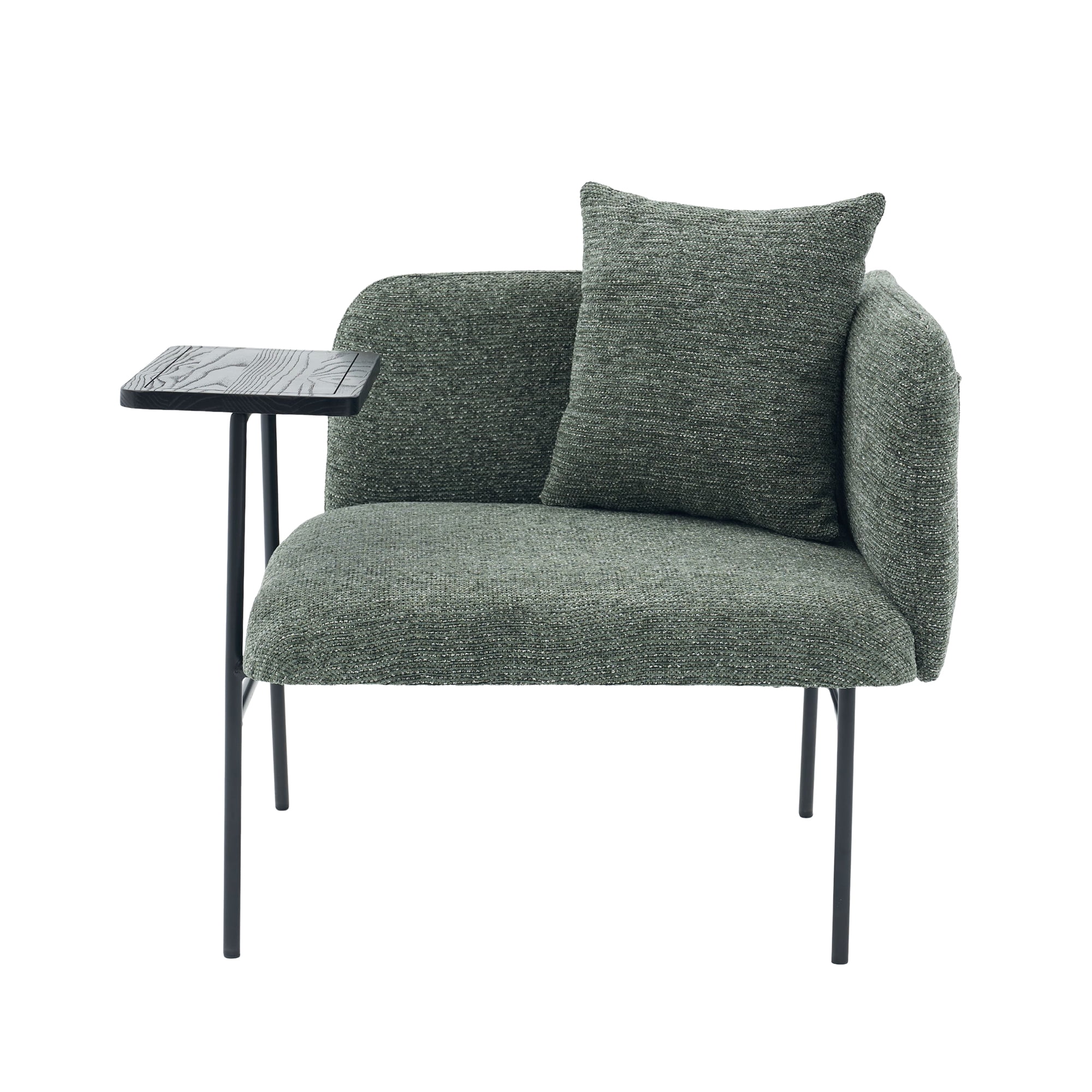 Emerald Green Accent Lounge Chair with Back Pillow and Side Table, Upholstered Single Sofa Armchair with Metal Legs, Reading Seating for Living Room Bedroom
