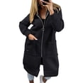 thumbnail image 2 of Fashion Sweatshirts Comfortable Full Zip Up Hoodie Womens Long Fleece Sweatshirt with Pockets Black XXL, 2 of 7