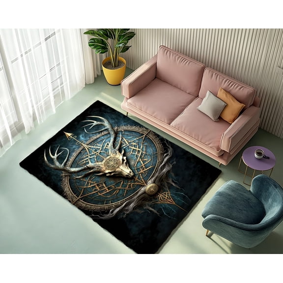 Rugfest Mythical Celtic Symbolism Washable Rug - Non-Slip Backing, Easy to Clean, Perfect for Home and Living Room 24x39inch (60x100cm)