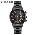 thumbnail image 1 of Reloj de cuarzo para hombre, relojes para hombre YOLAKO Reloj analógico de cuarzo con correa de acero inoxidable y estilo casual para hombre Reloj de acero inoxidable, 1 of 2