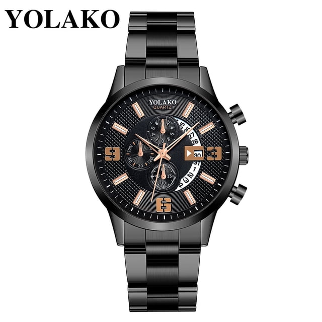 Reloj de cuarzo para hombre, relojes para hombre YOLAKO Reloj analógico de cuarzo con correa de acero inoxidable y estilo casual para hombre Reloj de acero inoxidable