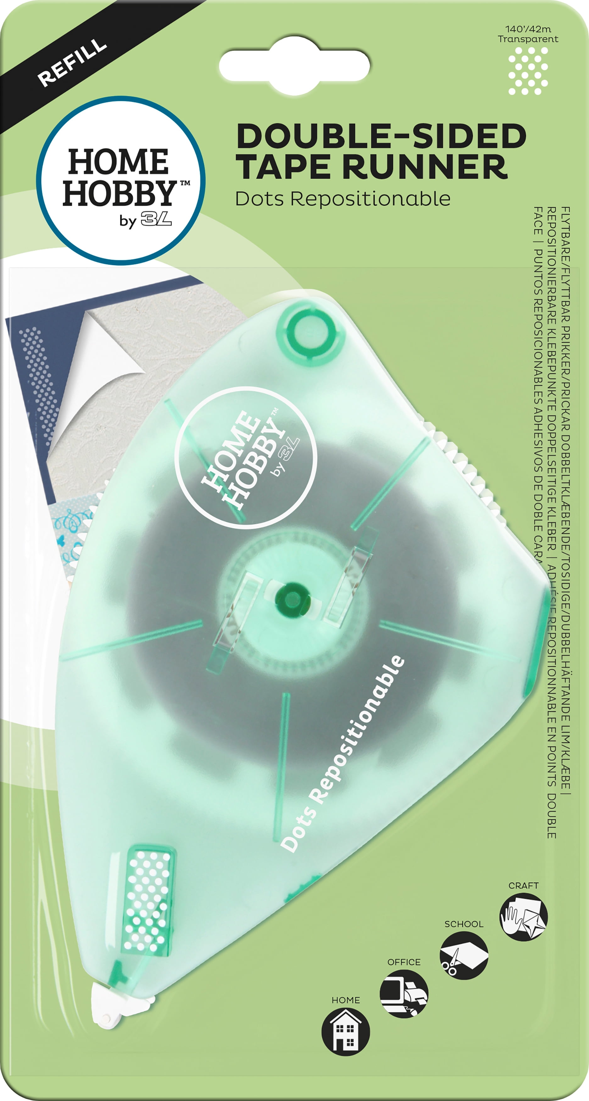 Home Hobby By 3L DoubleSided Tape Runner RefillRepositional, .375