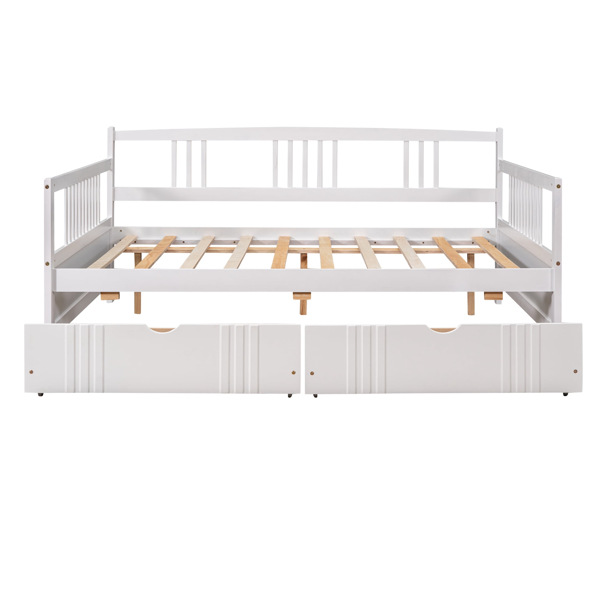 Gewnee Full Size Wood Daybed with Two Storage Drawers for Kid's Bedroom, White