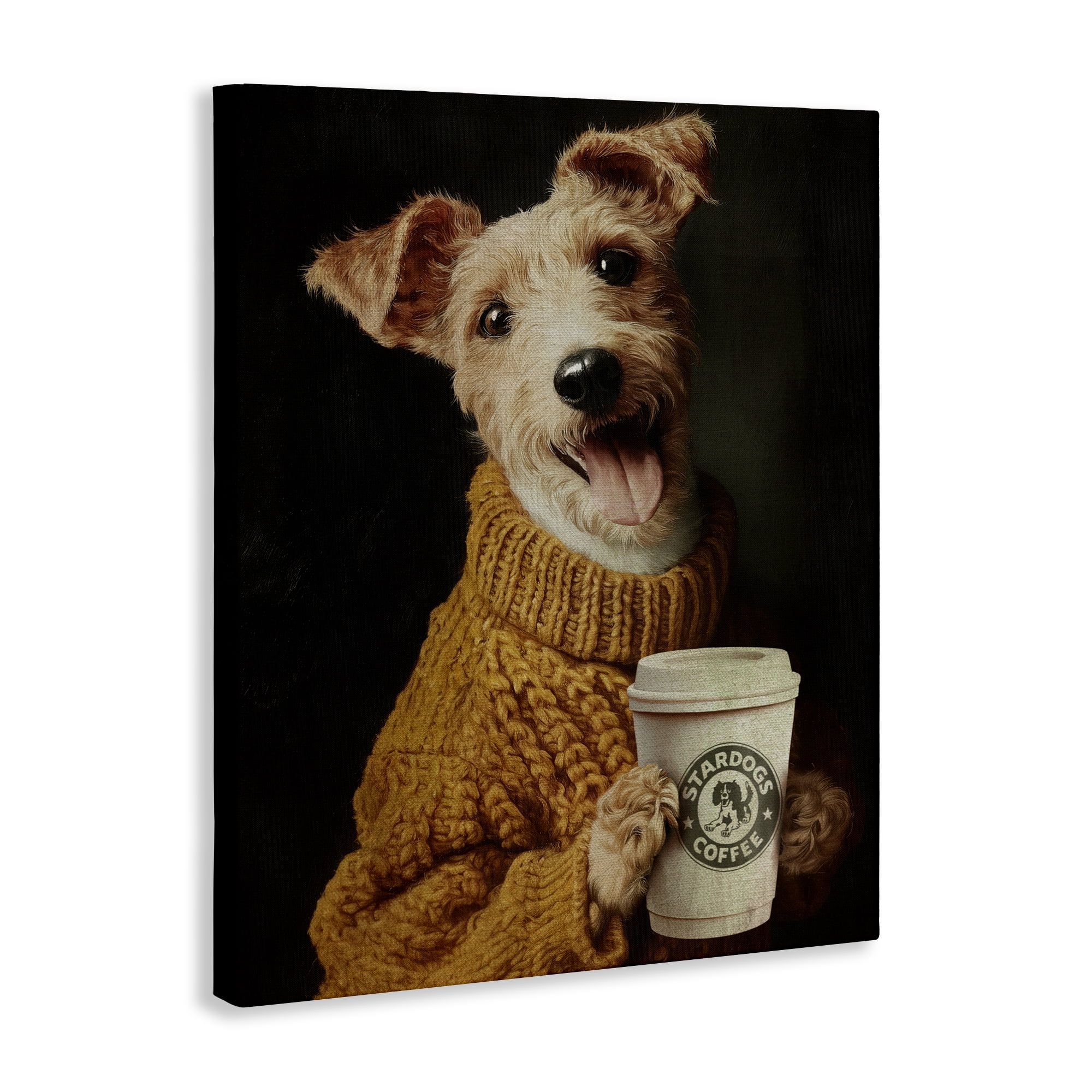 Stupell Industries Latte Lover Dog in Sweater Canvas Wall Art, design by Svetlana Aleynikova