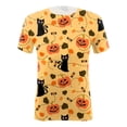 thumbnail image 4 of Puntoco Mujeres Casual Camiseta Holloween Impreso Cuello Redondo Manga Corta Jersey Blusa tops Puntoco Puntoco-1855, 4 of 5