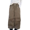 thumbnail image 2 of LOCHEX Up to 60% Off! Toddler & Girls Baggy Cargo Pants Casual Elastic Waist Cotton Joggers Cargo Pants for Girl Clothes with Pockets,Brown,3-4T, 2 of 7