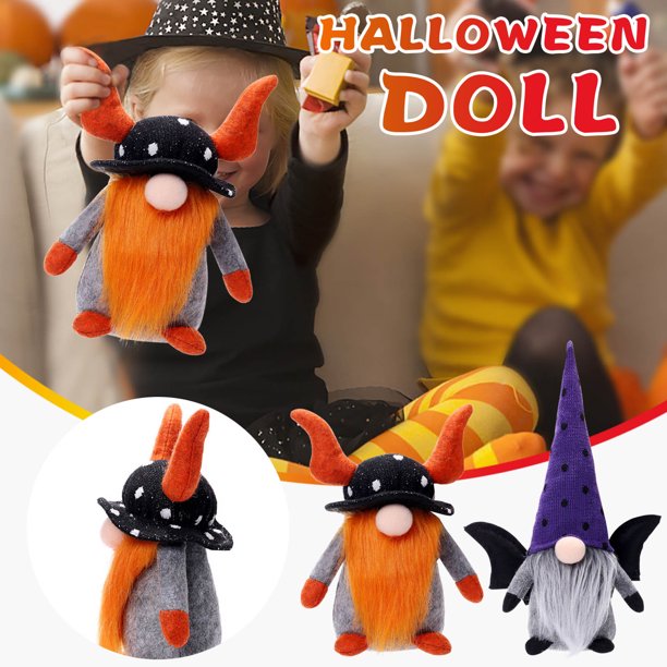 Fiudx Muñeca de Halloween, Diseño de Enano Rodolfo Hecho a Mano, Tela de Algodón Suave, Base Estable, Accesorio Decorativo para El Hogar, Versátil para Colocar En Mesas o Estantes, Regalo Navideño pa