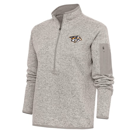Women s Antigua Oatmeal Nashville Predators Team Logo Fortune Quarter-Zip Jacket