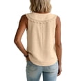 thumbnail image 4 of CIENVNSTG Lace Collared Scoop Neck Tank Tops Women Cotton Sleeveless Button Down Solid Color Loose Fit Lightweight Summer Daily Wear Khaki L, 4 of 4