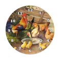 thumbnail image 1 of Reloj de pared vintage con gallo y gallinas, silencioso, de 10 pulgadas, estilo rústico retro, decorativo para sala de estar, cocina, hogar, baño y dormitorio, 1 of 7