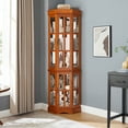 thumbnail image 3 of Oak Corner Curio Cabinet With 5 Shelf Configuration And 5-shelf Setup Lighting, Oak Look, 3 of 7
