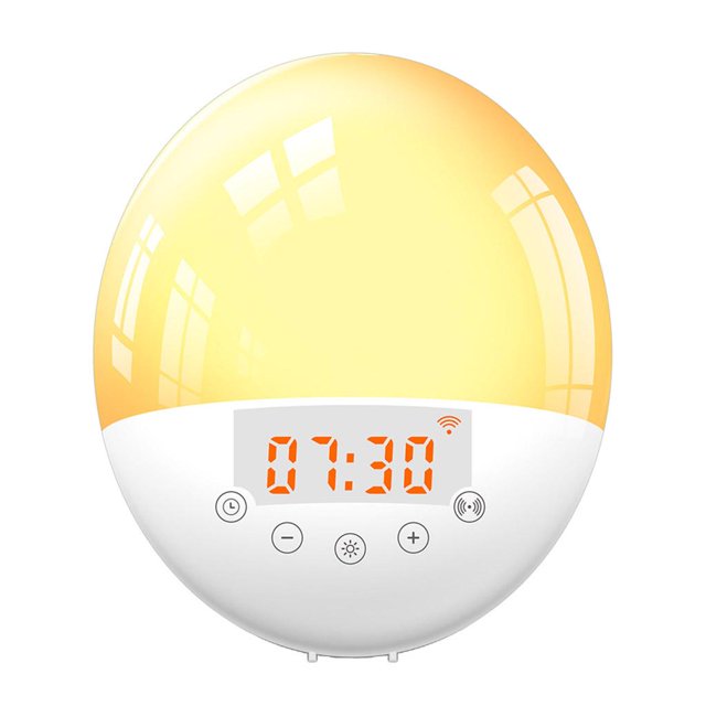 Reloj despertador inteligente Despierta Reloj de cabecera Lámpara de que cambia color Macarena Despertador inteligente