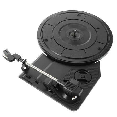 PTOOTP Retro Vinyl Record Player with Stylus Black Turntable for Home Music Listening