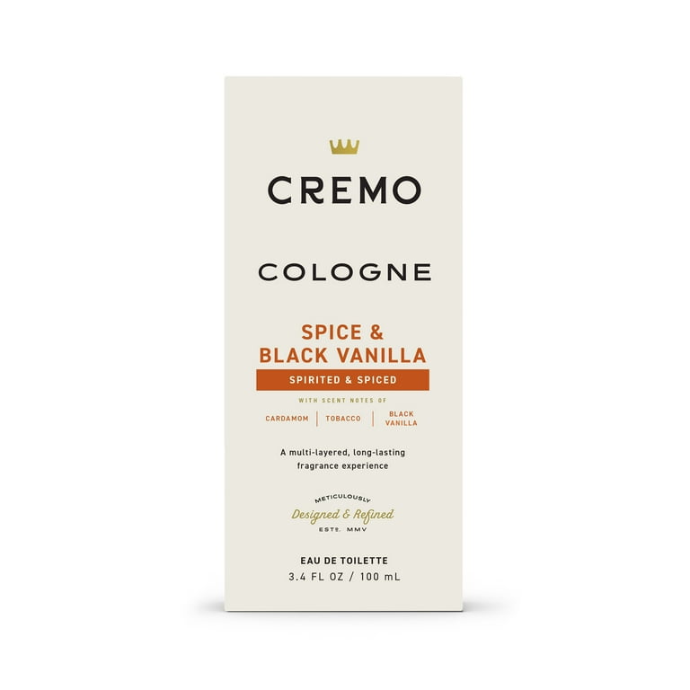 CREMO Men's Cologne Spray Spice & Black Vanilla Scent 3.4 fl oz