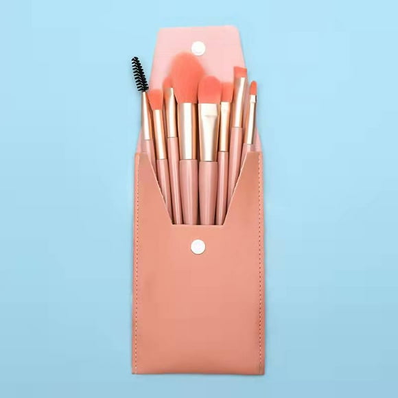 JOYWEI Voyage Pinceaux de Maquillage Ensemble avec Sac 8PCS Mini Taille Macarons Mignon Poignée Colorée Portable Doux