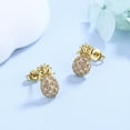 thumbnail image 2 of Amy and Annette 18K Gold over Sterling Silver Pineapple Stud Earrings with crystals from Swarovski, 2 of 6