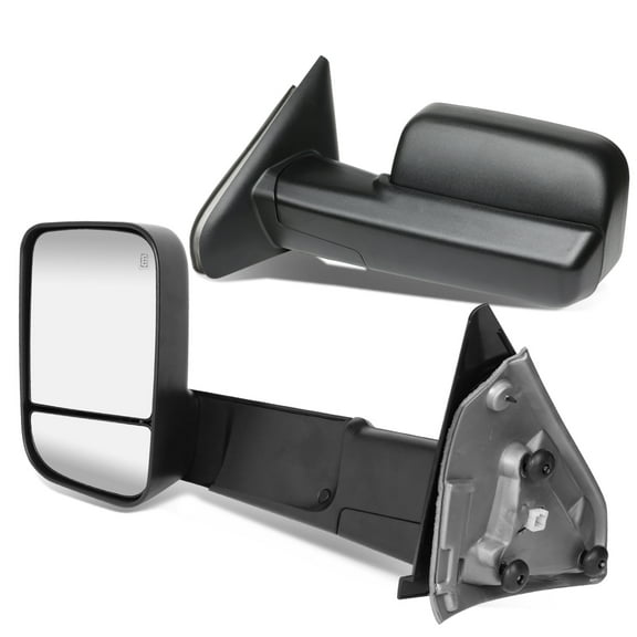 DNA Motoring TWM-040-T111-BK For 2002 to 2009 Dodge RAM Truck Left Right Black Powered Adjustment Side Towing Mirrors Heated