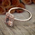thumbnail image 4 of Limited Time Sale: 1.50 Carat Peach Pink Emerald Cut Real Morganite Man made diamond moissanite Engagement Ring Sterling Silver with 18k Gold Plating, 4 of 4