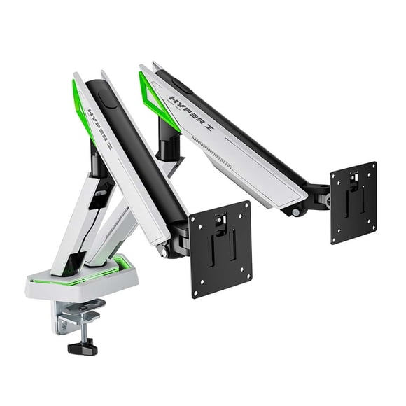 LDT93-C024L Dual Monitor Stand Gaming 17"-38" Heavy Duty RGB Lighted Desktop Clip-On Stand for 16kg LED Dual Screen Stand