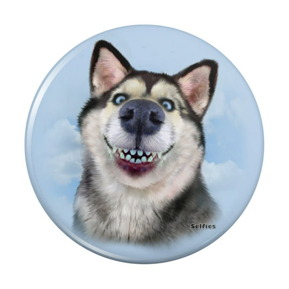 Siberian Husky Dog Selfie Kitchen Refrigerator Locker Button Magnet