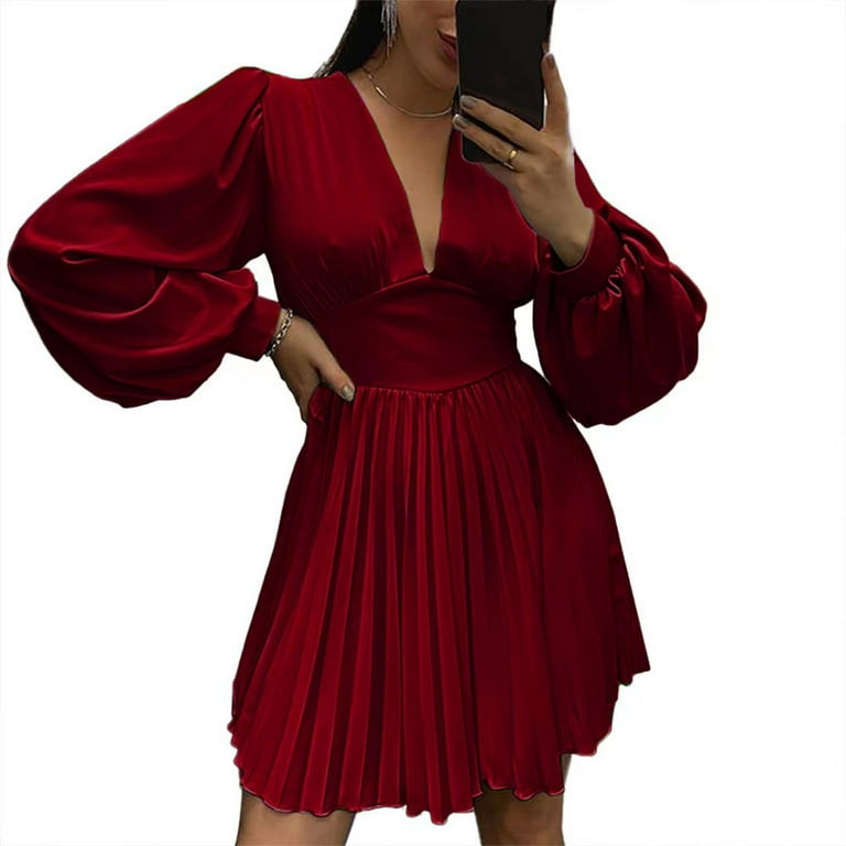 fitted lace wedding dress Bright Red Long Sleeves V-Neck High Slit Formal Dresses , CP0034 Custom Size(Leaving A note) / Custom Color(Leaving A note)