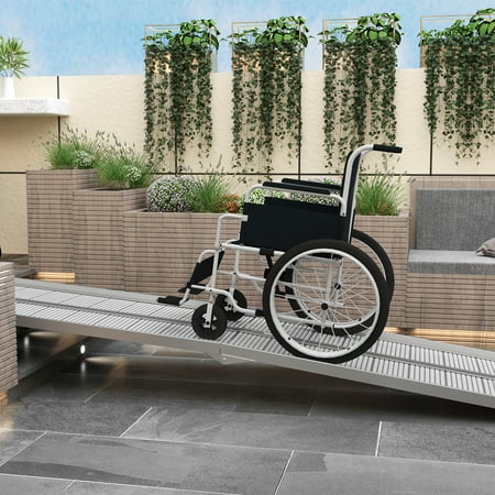 HomCom 10' Folding Portable Mobility Handicap Suitcase Wheelchair Threshold Ramp
