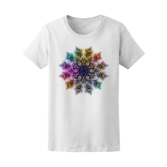Colorful Peacock Feather Mandala Tee Women's -Image by Shutterstock