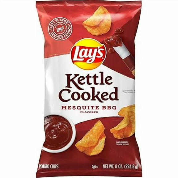1x Lay's Kettle Cooked Mesquite Barbecue Flavored Potato Chips, 8 Oz