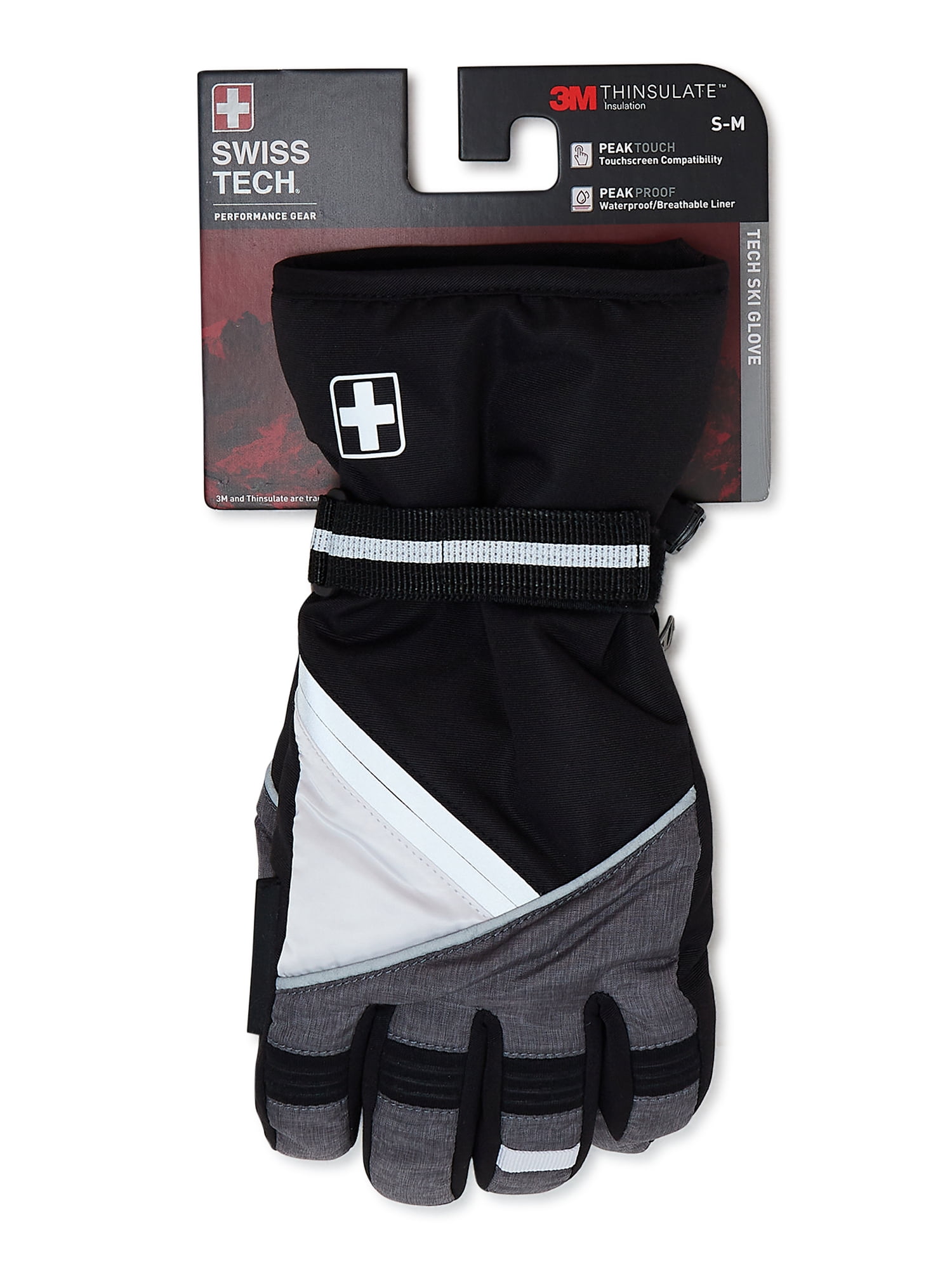 Swiss Tech Women’s Insulated Ski Gloves, Sizes S-XL Heather Grey