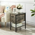 thumbnail image 2 of VECELO Nightstand with Charging Station, Tall End/Side Table with 2-Drawer and Storage Shelf, 2 USB Port & 2 Power Outlets, Oak Gray, 2 of 8