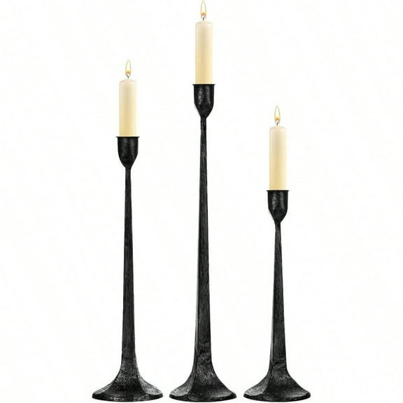 Iron Taper Candle Holder Set of 3 - Decorative Tall Candle Stand Candlestick Holder for Wedding Dining Table Party Decoration