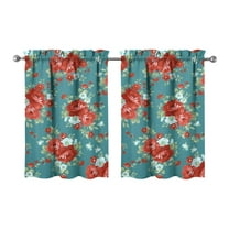 2 Panels Kitchen Window Curtains with Rod Pocket over Sink Pioneer Colorful Floral Small Window Treatment Cafe Short Curtains for Bathroom Tier Drapes 27.5x36inch