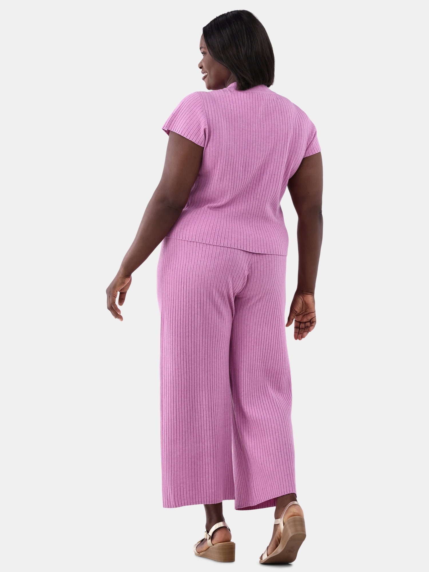 Terra & Sky Women's Plus Size Top and Pants Sweater Set, 2-Piece