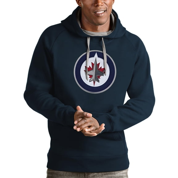 Men's Antigua Navy Winnipeg Jets Logo Victory Pullover Hoodie