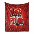 thumbnail image 1 of Poland Soft Flannel Fleece Throw Blanket, Pop Art Inspired Dramatic Comic Book Style Wording, Cozy Plush for Indoor and Outdoor Use, 60" x 80", Vermillion Paprika, by Ambesonne, 1 of 5