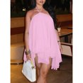 thumbnail image 2 of Womens Red Halter Neck Sleeveless High-Low Mini Dress, Elegant Party Dress For Summer Events, 2 of 5