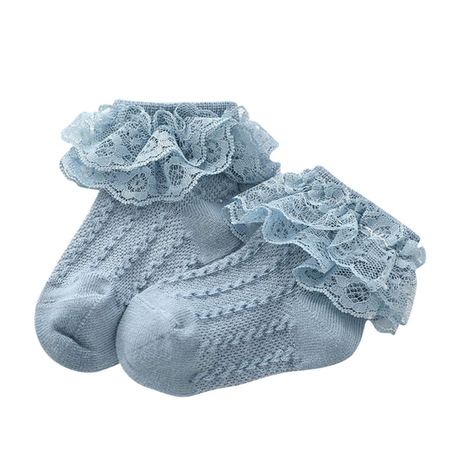 FAIWAD Girls Ruffle Socks Frilly Lace Princess Dress Socks Toddler Kids Girls Solid Color Crew Socks