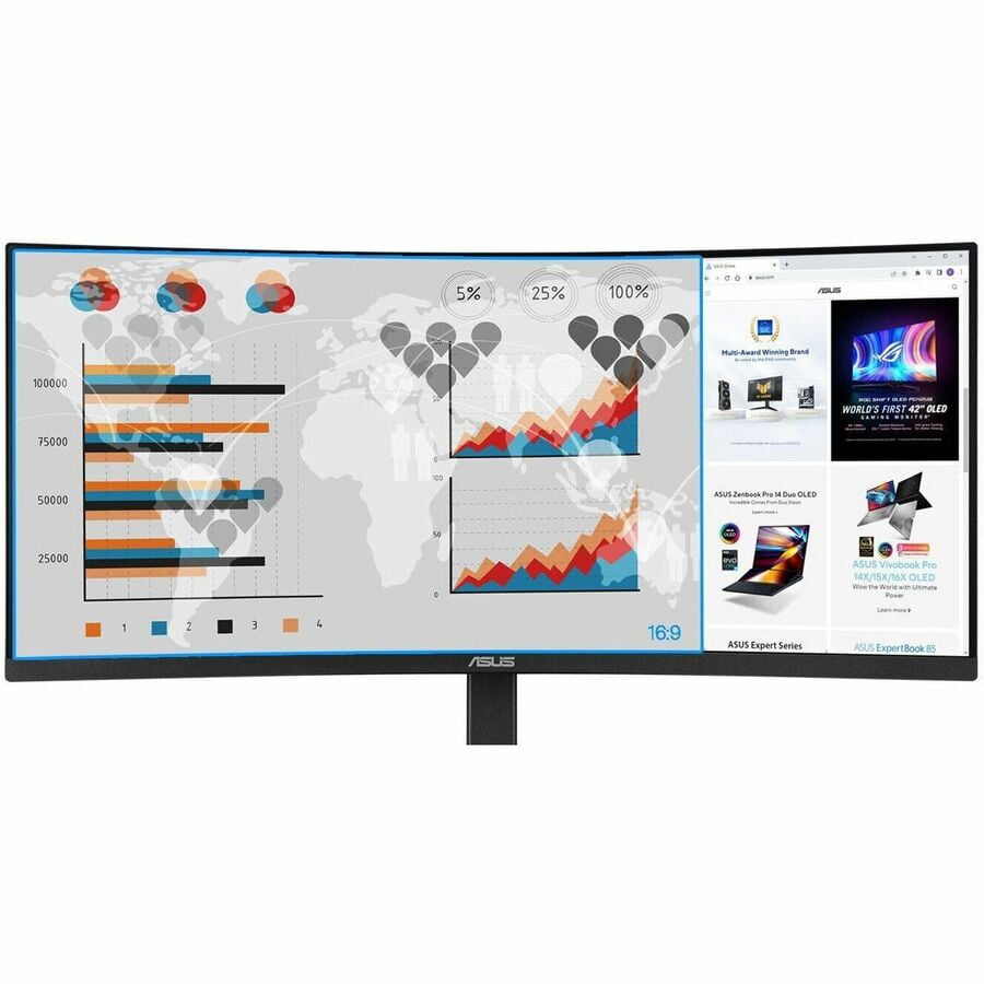 Asus VA34VCPSR 34" Class UW-QHD Curved Screen LED Monitor, 21:9, Black