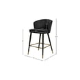 thumbnail image 3 of City Sleek Modern, Contemporary Velvet Upholstered Counter Height Stool with Channel Tufting and Gold Tipped, Black Metal Legs, Grey, 20" W x 21" D x 36.5" H, 3 of 6