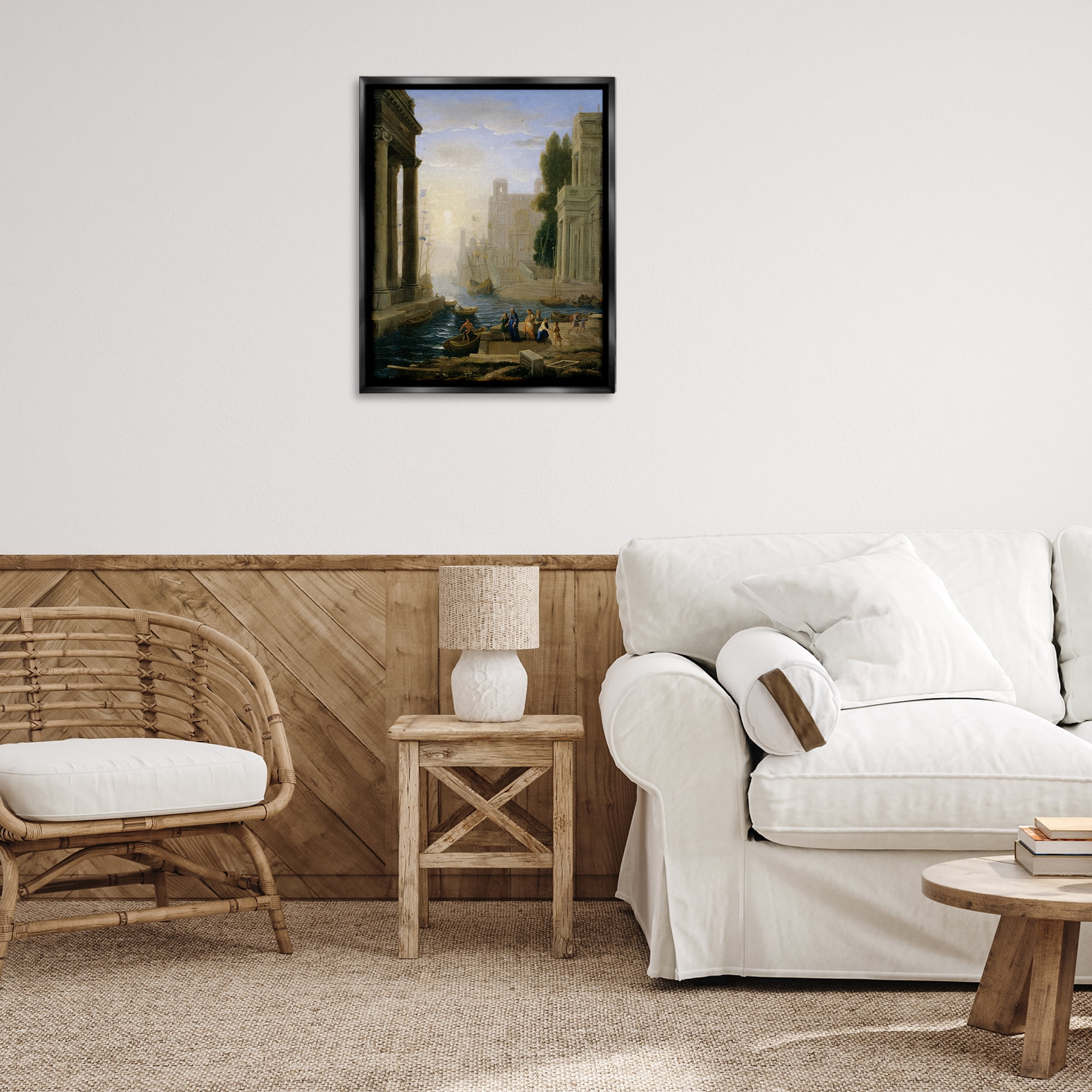 Stupell Industries Classic Claude Landscape Buildings & Architecture Painting Black Floater Framed Canvas Art Print Wall Art, 25 x 31