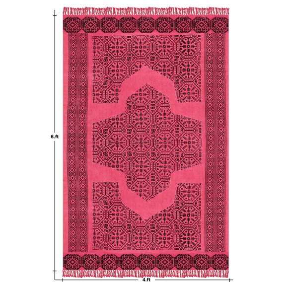 Casavani Handmade Pink Geometric Cotton Dhurrie Square Living Room Rug Floor Area Rug 5x5 feet