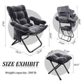 thumbnail image 3 of Lazy Chair with Ottoman, Folding Lounge Reclining Sofa Chair with Armrest Modern Comfy Lounge Chair with Side Pocket Leisure Chair for Bedroom, Living Room, Office, and Balcony, Gr, 3 of 7