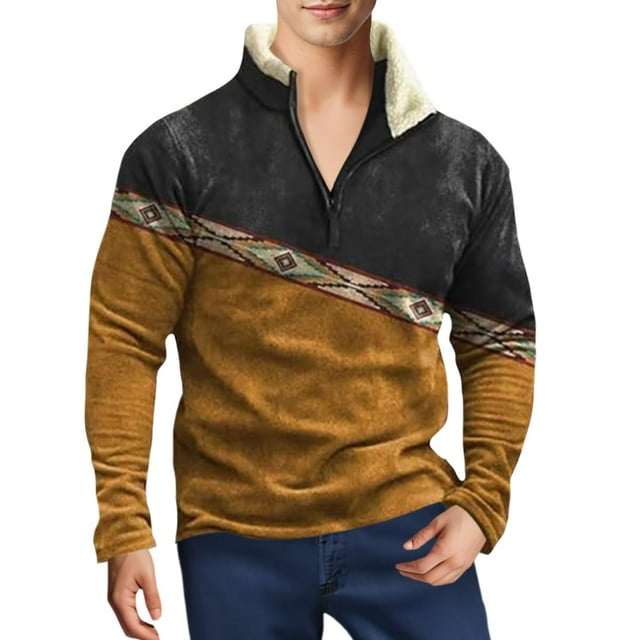 Sudadera polar con estampado occidental azteca Bengbobar para hombre