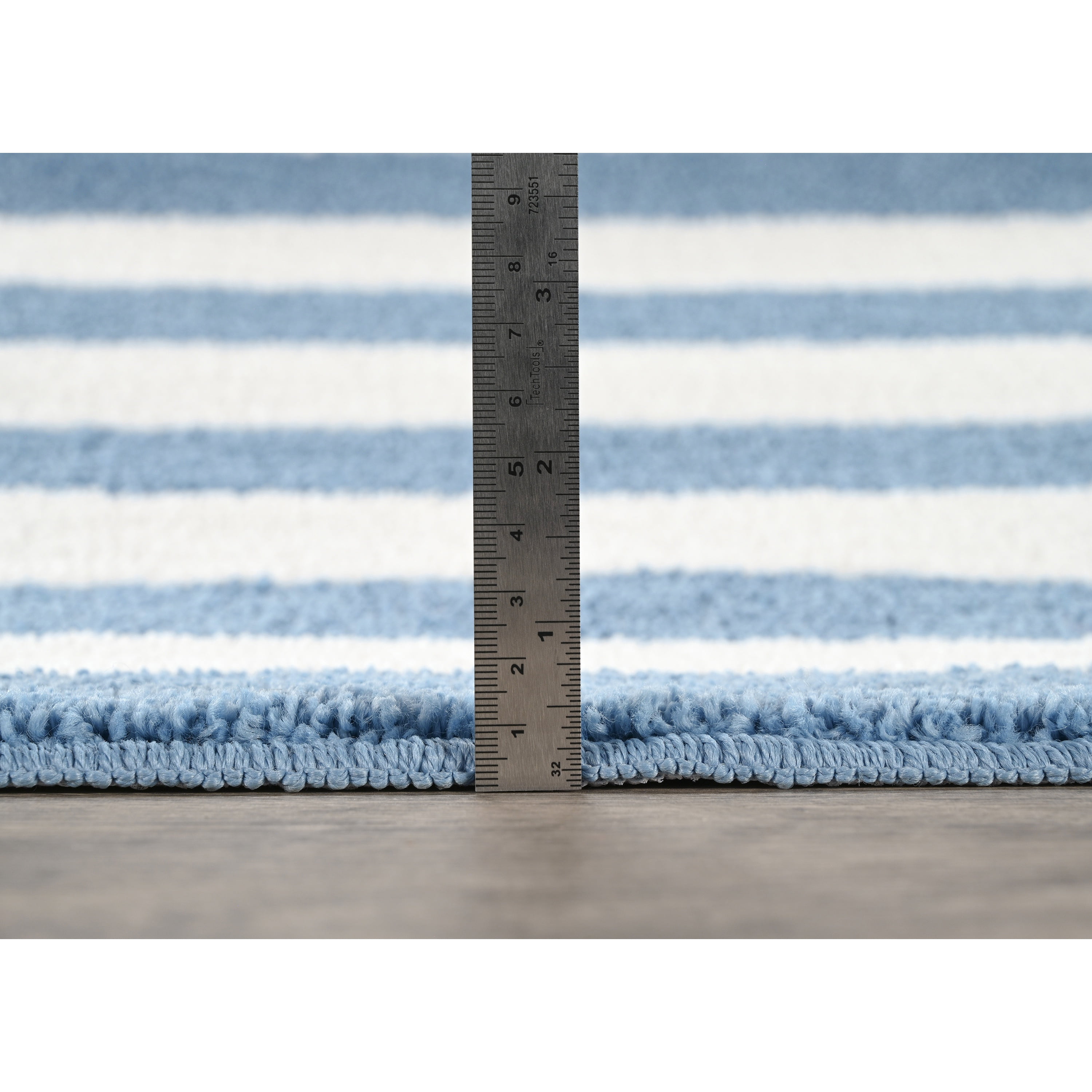 Garland Rug Beach Stripe Washable Bath Rug Set, 2 Piece Set (17"x24" Bath Rug, & 21"x34" Bath Rug) Basin Blue/White