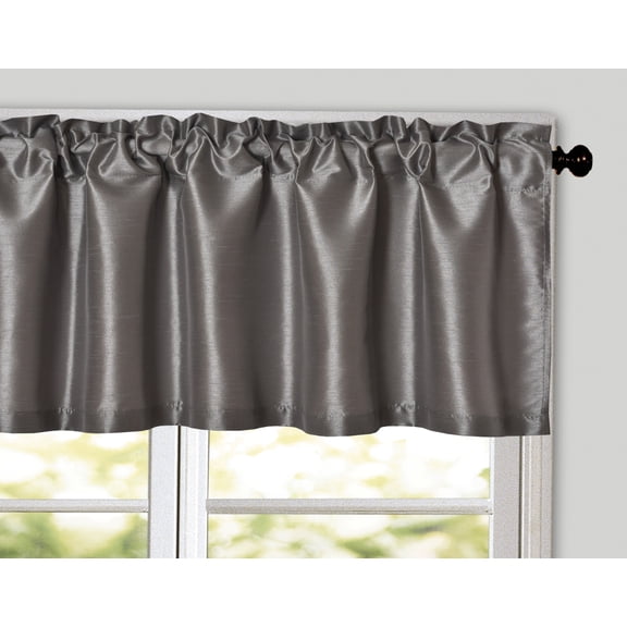Aiking Home Solid Faux Silk window Valance, Charcoal-Size 56''x16''