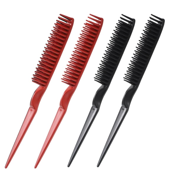 3 Row Hair Comb Set Rat Tail Styling Comb Curly Hair Styling Brush Black Unbraider Combs for Women Men Detangling Styling(2PCS)