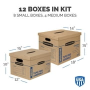 SmoothMove™ 8 Sml / 4 Med Classic Moving Box Kit, Lift-Off Lid, 12-Pack