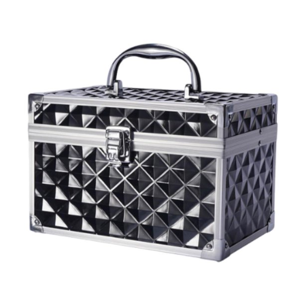 Caja de maquillaje portátil Organizador de almacenamiento de arte de uñas resistente caja de belleza de concha dura de almacenamiento cosmético para Negro