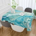 thumbnail image 5 of Teal Blue Gold Marble Rectangle Tablecloth, Dust Proof Anti Wrinkle Wipeable Table Cloth Tabletop for of Dinner Kitchen Wedding Holiday Party 60"x60" Home Decor, 5 of 7